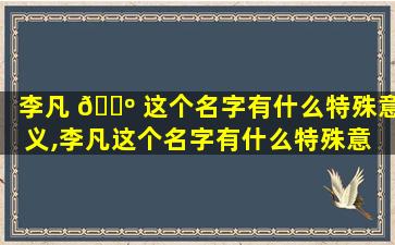 李凡 🐺 这个名字有什么特殊意义,李凡这个名字有什么特殊意 🦍 义吗